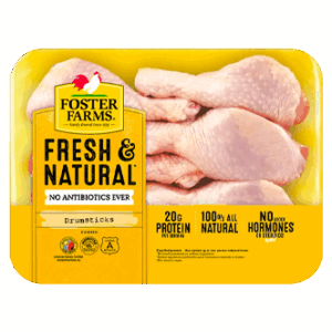 Foster Farms Fresh & Natural Chicken Drumsticks, 20g Protein per 4 oz Serving