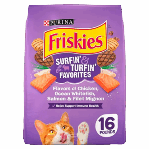 Purina Friskies Dry Cat Food for Adult Cats & Kittens, Surfin' & Turfin